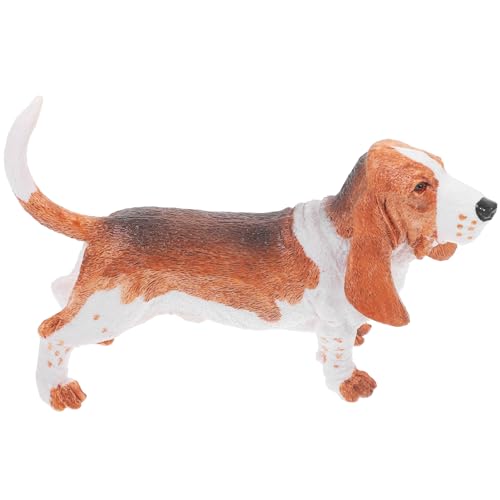 FUNNETOYU Hundepuppe Realistisch Klein Figur Basset-hundestatue Hundestatuen Mini Simulierte Hundestatue Basset-hundemodell Tischdekoration Mit Hunden Welpenmodell-Ornament Plastik von FUNNETOYU