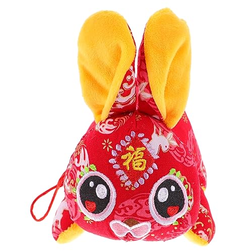 FUNNETOYU Kaninchen-Anhänger Hasen anhänger hasenpuppe Kaninchenanhänger Hasen kaninchenzubehör Kaninchenpuppenspielzeug Plüsch-Kaninchen-Puppe Neujahrsdekoration PP Baumwolle rot von FUNNETOYU