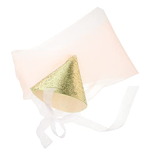 FUNNETOYU Kindergeburtstagskegel mit Goldenen Pailletten und Tüll Weicher Partyhut für Mädchen Dekorativer Geburtstagskopfschmuck für Festliche Feiern und Fotos Komfortabel und Vielseitig von FUNNETOYU