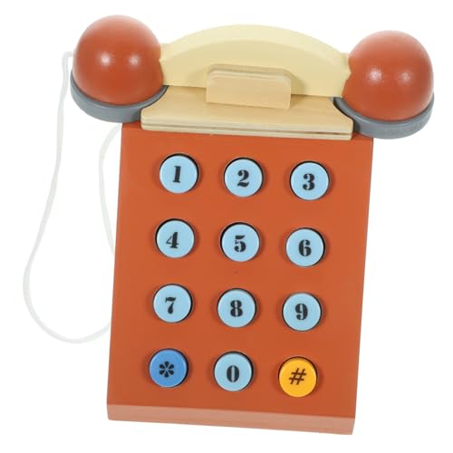 FUNNETOYU Kleines Holz Telefon Retro Simuliertes Telefon Pädagogisches für Kleinkinder Frühkindliche Digitale Kognition Eltern Junge Mädchen Interaktives Lernspielzeug von FUNNETOYU
