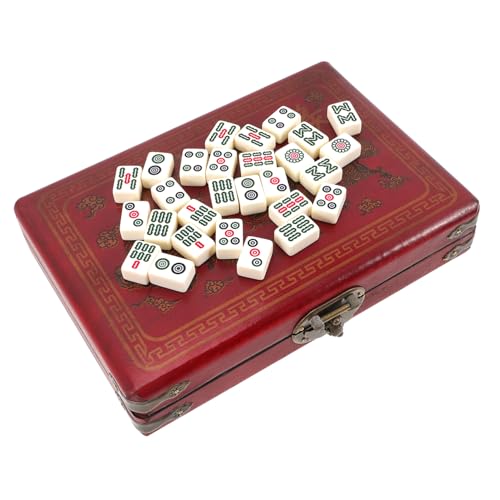 FUNNETOYU Kompaktes Mahjong Set Kleines Tragbares Reisespiel mit Robusten Langlebigen Spielsteinen Geeignet für Zuhause Partys Bars Kreatives für Mahjong Fans Traditionelles Chinesisches von FUNNETOYU