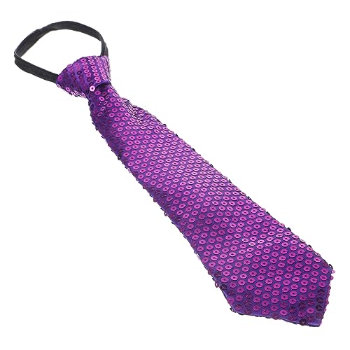 FUNNETOYU Krawatte mit Pailletten glitzerkrawatte Bausatz Nacken gebunden Haarbindungen Cosplay Rollenspiel-Krawatte Krawattenverzierung Festival-Krawatte Party-Krawatte Polyester Violett von FUNNETOYU