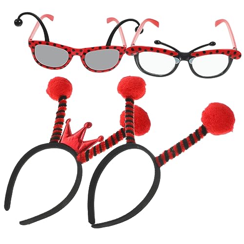 FUNNETOYU Ladybug Kostümzubehör Set Rotes Haarband und Brille für Erwachsene Accessoires für Partys Halloween Cosplay Charmantes Design Sicher und Bequem von FUNNETOYU