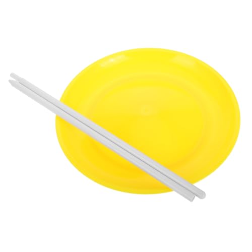 FUNNETOYU Leichtes Jonglierteller Set mit Kleinem Stab Einfach zu Handhabender Zirkus Bühnenprop für Akrobatik und Festival für Anfänger und Profis Gelb von FUNNETOYU