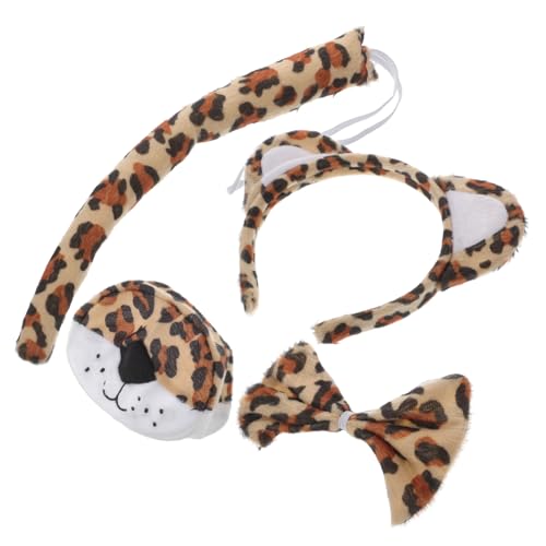 FUNNETOYU Leoparden Ohren Stirnband Set für Weiches Tierkostüm mit Schleife und Bequemes Cosplay Zubehör für Halloween Mottoparty und Karneval Einfach Anzuziehen Niedliches Leoparden Design von FUNNETOYU