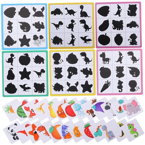 FUNNETOYU Lernspielzeug Holzpuzzle Schatten Zuordnungsspielzeug Hand Auge Koordination Fördern Pädagogisches Puzzle für Vorschulkinder Sicher Glatt Ohne Verletzungsrisiko von FUNNETOYU