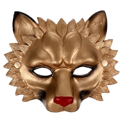 FUNNETOYU Löwenmaske Halloween Karneval Cosplay Maske aus PU Schaum Lifelike Design Atmungsaktiv für Tanzparty Maskerade Erwachsene Goldener König von FUNNETOYU