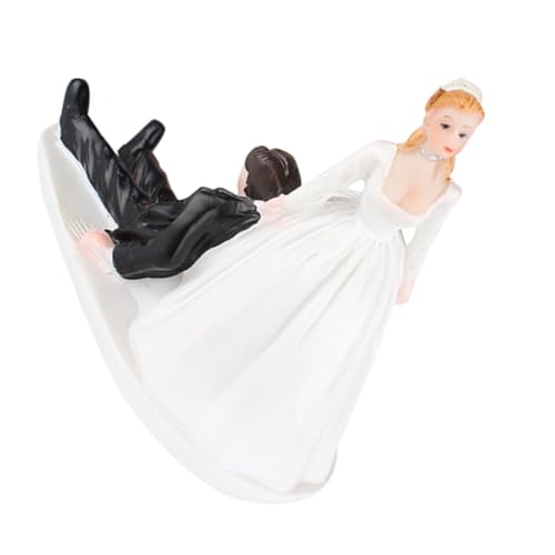 FUNNETOYU Lustiger Hochzeits Tortenaufsatz Brautpaar Resin Figur Fluchtunfähig Bräutigam Dekoration für Hochzeitstorte und Geschenkidee für Brautparty und von FUNNETOYU