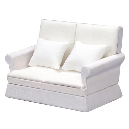 FUNNETOYU Maßstab Puppenhaus Möbel Weiß Mini Sofa Ornament für Wohnzimmer Deko DIY FUNNETOYU Maßstab Puppenhaus Möbel Weiß Mini Sofa Ornament für Wohnzimmer Deko DIY von FUNNETOYU