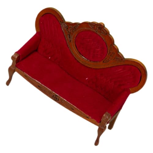 FUNNETOYU Maßstab Vintage Holz Puppenhausmöbel Couch Dekoration für Kinderzimmer Puppenstube Sessel von FUNNETOYU