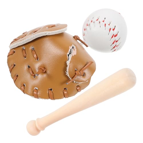 FUNNETOYU Mini Baseball aus Realistische Miniatur Baseball Bat Handschuh und Ball Dekoratives Sportornament für Minihäuser als für Dekorative Spielzwecke von FUNNETOYU