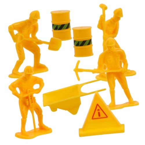 FUNNETOYU Mini Bauarbeiter Figuren Realistische Kunststoff Baustellenmodelle Robustes Teiliges für Geburtstagskuchen Dekoration für Sandtisch und Rollenspiele von FUNNETOYU