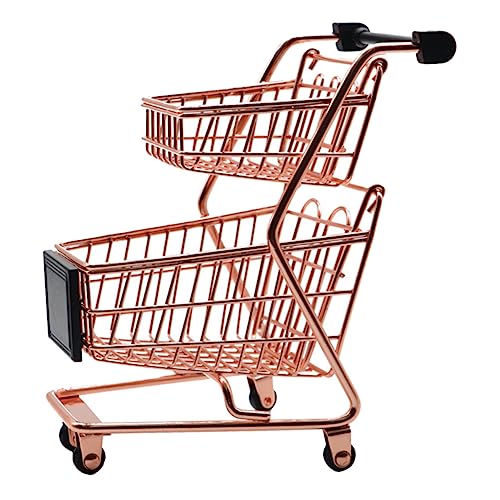 FUNNETOYU Mini Einkaufswagen Roségold Doppelstöckig Miniatur Einkaufstrolley Schreibtisch Aufbewahrungstool Kleine Transportkiste für Büro Küche Schlafzimmer Dekoration FUNNETOYU Mini Einkaufswagen Roségold Doppelstöckig Miniatur Einkaufstrolley Schreibtisch Aufbewahrungstool Kleine Transportkiste für Büro Küche Schlafzimmer Dekoration von FUNNETOYU