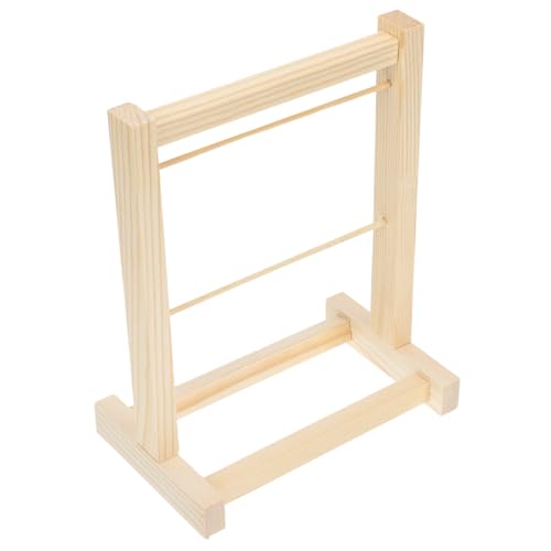 FUNNETOYU Mini Holzpuppen Kleiderständer Doppelstöckig Puppenhaus Zubehör Praktisch für Puppenkleidung Born Jungen Mädchen Ordnung und Aufbewahrung von FUNNETOYU