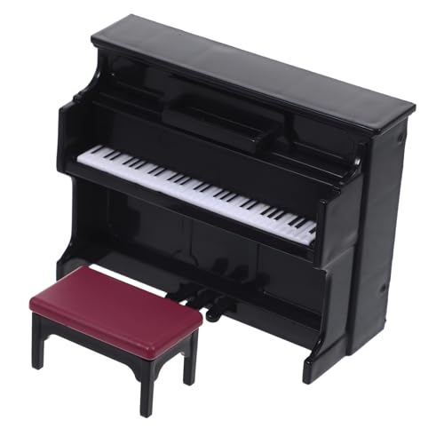 FUNNETOYU Mini Klavier Modell mit Hocker für Puppenhaus Realistisches Zubehör für Miniaturhäuser Leicht und Langlebig für Kreative Szenen und Detailreiche Dekoration von FUNNETOYU