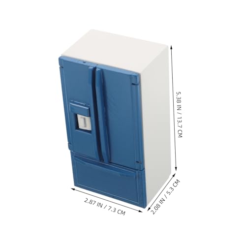 FUNNETOYU Mini Kühlschrank mit Gefrierfach aus Holz Doppeltüriger Mini Kühlschrank für Puppenhaus Detailreiches Küchenmodell Sammlerstück von FUNNETOYU