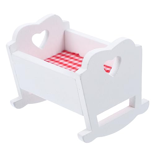 FUNNETOYU Mini Puppenbett Holz Weiß Mini Holzmodell Langlebiges Miniatur Babybett für Puppenhaus Dekoration Ornament Realistisches Handwerk FUNNETOYU Mini Puppenbett Holz Weiß Mini Holzmodell Langlebiges Miniatur Babybett für Puppenhaus Dekoration Ornament Realistisches Handwerk von FUNNETOYU