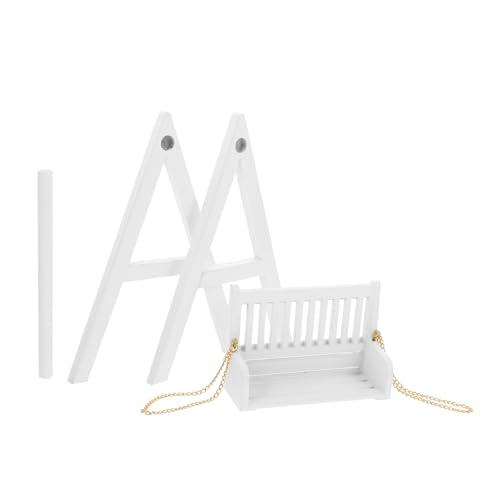 FUNNETOYU Mini Schaukel für Puppenhaus Dekorative Schaukel für Dollhouse Möbel Fotorequisite für Kreative Szenen und Mikrolandschaften Weißes Design von FUNNETOYU