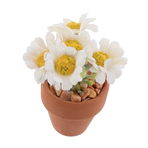 FUNNETOYU Mini Topfblumen Modell Künstliche Gänseblümchen Für Büro -wohnkultur Simulation Topf Pflanzendekoration Für Puppenhauszubehör von FUNNETOYU