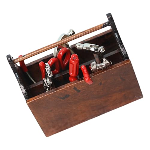 FUNNETOYU Mini Werkzeugkasten Teiliges mit Miniatur Werkzeugen und Holzbox Puppenhaus Deko Miniaturen für DIY Dollhouse Möbel und Wohnzimmerszene Pädagogisches von FUNNETOYU