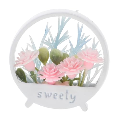 FUNNETOYU Mini-blumenkorb Miniatur Puppe Mini Dollhouse Mini-topfpflanze Mini-topfblume Garten Bonsai Modell Bonsai-blumentopf Bonsai-Handwerk Mini-Bonsai-Modell Weiß Eisen von FUNNETOYU