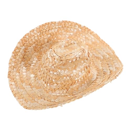 FUNNETOYU Mini-cowboyhut-Strohhut Kappe Miniaturen Strohhalme Basteln Mit Kleinen Zylinderhüten Kleine Strohhüte Basteln Sombrero Kleine Hutstütze Mini-hausverzierung Foto -Prop -zubehör von FUNNETOYU