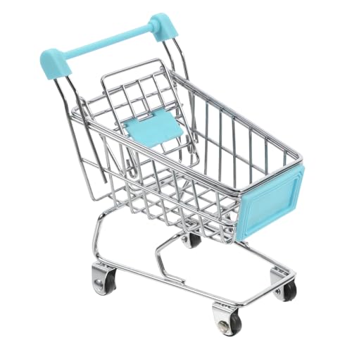 FUNNETOYU Mini-einkaufskorb Mini-supermarkt-handwagen Mini-einkaufswagen Einkaufswagenspielzeug -einkaufswagen Eisen Blue von FUNNETOYU