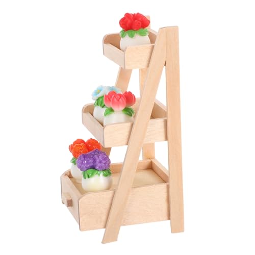 FUNNETOYU Miniatur Bonsai Pflanzen mit Ständer Mini Blumentopf für Puppenhaus Dekoration Handgefertigte Künstliche Miniatur Blumen Vielseitige Mini Grünpflanzen für Schreibtisch und Regal von FUNNETOYU