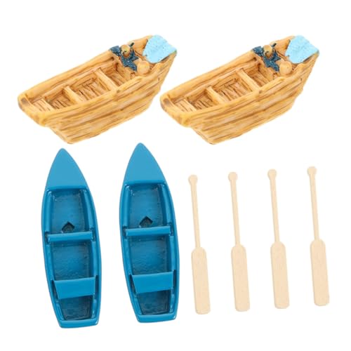 FUNNETOYU Miniatur Boote Teilig Resin Mikro Landschaft Dekoration mit Strand Deko DIY Miniatur Boot Modelle für Puppenhaus Tischdeko Wasserboot Miniaturen für Mikro Landschaft von FUNNETOYU
