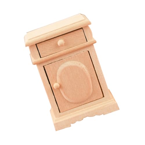 FUNNETOYU Miniatur Holz Nachttisch Modell Puppenhaus Möbel Filigraner Beistelltisch Detailgetreues Holzsideboard für Miniaturhaus Dekoration Geschenkidee für Kinderzimmer von FUNNETOYU