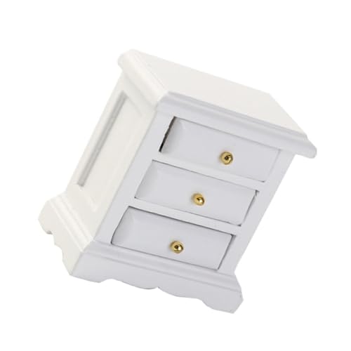 FUNNETOYU Miniatur Holz Nachttisch mit Schublade Puppenhaus Möbel Glatte Oberfläche Stabile Struktur Dekorativer Mikro Schrank für Puppenhaus Wohnzimmer und Schlafzimmer Zubehör von FUNNETOYU