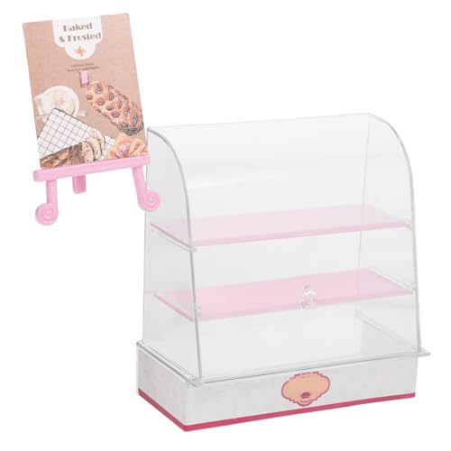 FUNNETOYU Miniatur Kuchen Vitrine aus Leichtem Abs Kompakt und Dekorativ mit Feiner Verarbeitung Kreatives Puppenhaus Zubehör für Realistische Dessert und Gebäckszenen im Puppenhaus Küche von FUNNETOYU