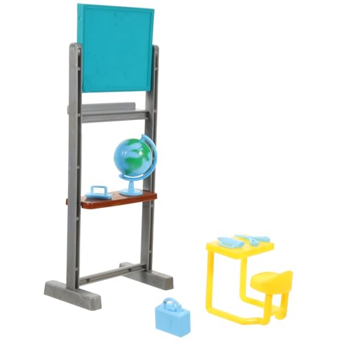 FUNNETOYU Miniatur Lernset Miniatur Klassenzimmer Dekor mit Stuhl Weltkugel Puppenhaus Zubehör Langebig für Puppenhaus von FUNNETOYU