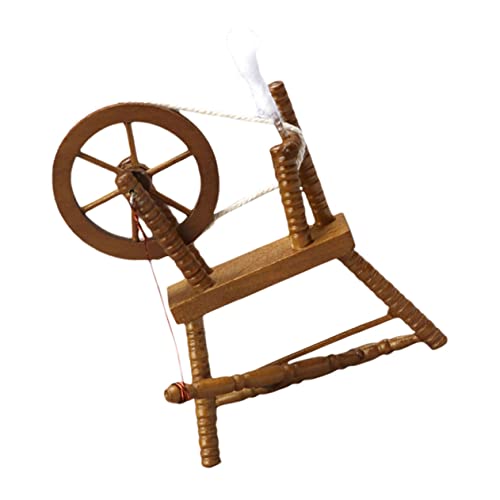 FUNNETOYU Miniatur Möbel Ornament Holz Hand Spinnmaschine Modell für Puppenhaus Dekoration für DIY Projekte und Sammler von Miniaturen von FUNNETOYU