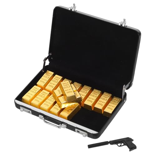 FUNNETOYU Miniatur Puppenhaus Koffer Aluminiumlegierung mit Mini Teiliges Puppenhaus Deko DIY Zubehör Realistische Farben und Detailreiches Design von FUNNETOYU