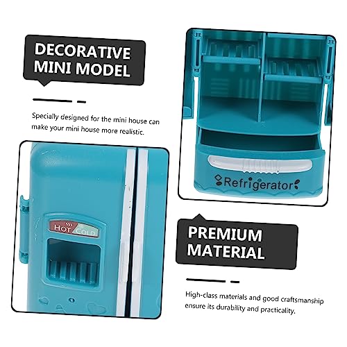 FUNNETOYU Miniatur Puppenhaus Kühlschrank Doppeltüriger Blauer Abs Kühlschrank für Puppenhaus Dekoration Mini Möbel Zubehör für Micro Landschaft Leichtes Robustes Küchenmodell von FUNNETOYU