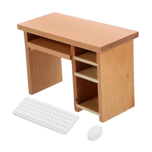 FUNNETOYU Miniatur Puppenhaus Möbel Set Mini Schreibtisch mit Tastatur Langlebig Vintage Stil Puppenmöbel Zubehör für Realistische Puppenhaus Dekoration FUNNETOYU Miniatur Puppenhaus Möbel Set Mini Schreibtisch mit Tastatur Langlebig Vintage Stil Puppenmöbel Zubehör für Realistische Puppenhaus Dekoration von FUNNETOYU