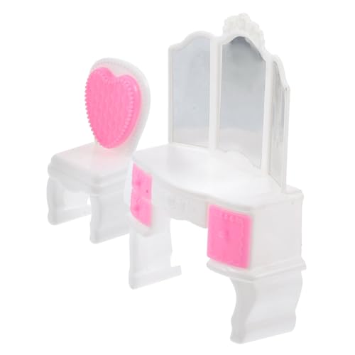 FUNNETOYU Miniatur Puppenhaus Schminktisch und Stuhl Set für Mädchen Realistische Nachbildung Kreatives Rollenspiel Fördert Hand Auge Koordination und Fantasie für Kinderzimmer und von FUNNETOYU
