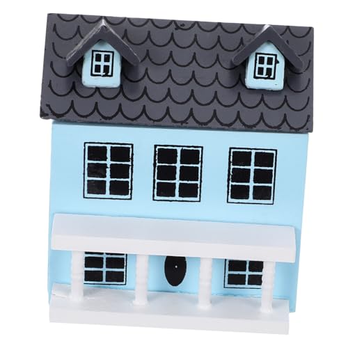FUNNETOYU Miniatur Puppenhaus mit Blauem Wand und Grauem Dekoratives Mikrohaus Ornament Stilvolle Miniaturvilla für DIY Modellbau und FUNNETOYU Miniatur Puppenhaus mit Blauem Wand und Grauem Dekoratives Mikrohaus Ornament Stilvolle Miniaturvilla für DIY Modellbau und von FUNNETOYU