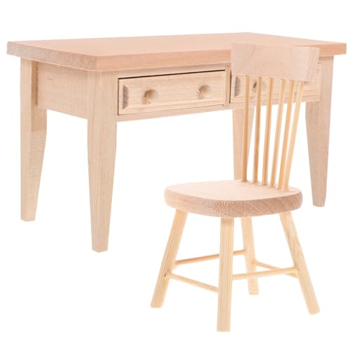 FUNNETOYU Miniatur Puppenhausmöbel aus Holz Miniatur Tisch und Stuhl Realistische Puppenhaus Möbel Leicht Kompakt für Wohnzimmer Schlafzimmer und Kinderzimmer Dekoration von FUNNETOYU