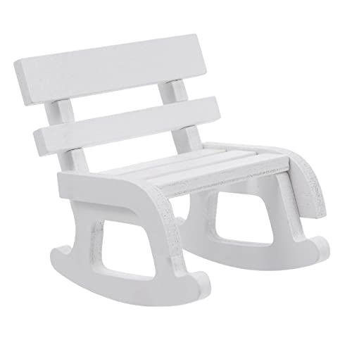 FUNNETOYU Miniatur Schaukelstuhl Modell Holz Ornament Für Puppenhaus Dekoration Schaukelstuhl Hocker Figuren Landschaftshocker von FUNNETOYU