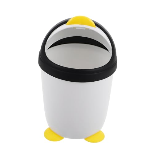 FUNNETOYU Pinguin Mülleimer Papierkorb Mülleimer Süßer Schreibtisch Mülleimer Kleiner Mülleimer Winziger Küchen Tisch Papierkorb Cartoon Mülleimer Mini Form Weißer Kunststoff von FUNNETOYU