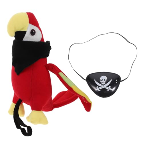 FUNNETOYU Piratenpapagei Schulter Plüschset mit Augenmaske und Schwarzem Halstuch Leichtes Halloween Kostümzubehör für Piraten Mottopartys und Cosplay Teiliges Piraten Accessoire für FUNNETOYU Piratenpapagei Schulter Plüschset mit Augenmaske und Schwarzem Halstuch Leichtes Halloween Kostümzubehör für Piraten Mottopartys und Cosplay Teiliges Piraten Accessoire für von FUNNETOYU