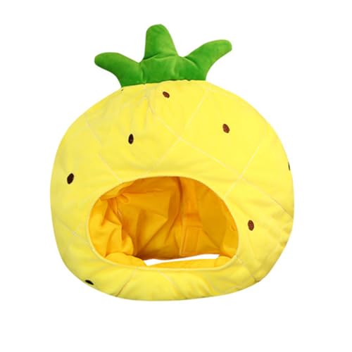 FUNNETOYU Plüsch Ananas Kopfbedeckung Lustiger Fruchtförmiger Hut Leichtes Kostümzubehör Für Halloween Party Foto Requisiten Bühnenauftritte von FUNNETOYU
