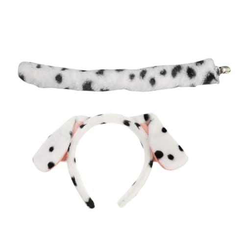 FUNNETOYU Plüsch Dalmatiner Welpen Ohr Haarband mit Weiches Cosplay Hundekostüm Requisite für Bühne Karneval Party Verstellbar Bequem Langlebig Geeignet für Fasching und Kostümfest von FUNNETOYU