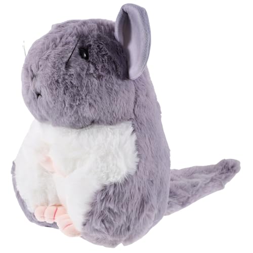FUNNETOYU Plüsch Hamster Kuscheltier Weiches Stofftier Kissen Niedliches Chinchilla Ausgestopftes Tier Graues Plüschtier Kuschelkissen für Sofa und Schlafzimmer von FUNNETOYU