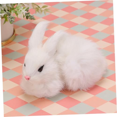 FUNNETOYU Plüsch Kaninchen Miniatur Modell Lifelike Simulation Stofftier Weiß Kleines Kuscheltier Heimdeko Tierfigur von FUNNETOYU