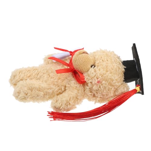 FUNNETOYU Plüschabschlussbär Mini Graduation Bear mit Doktorhut Weicher Plüschbär mit Eleganter Blumenstraußverpackung für Schüler Abschlussfeier Brauner Abschluss Plüschbär von FUNNETOYU