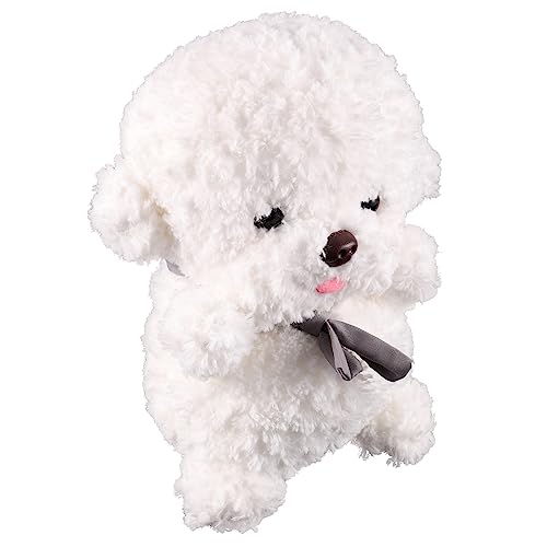 FUNNETOYU Plüschhund Weißer Bichon Frisé Hundekuscheltier Realistische Form Weiches PP Baumwoll Kuscheltier als und Dekoration für Welpenfans von FUNNETOYU
