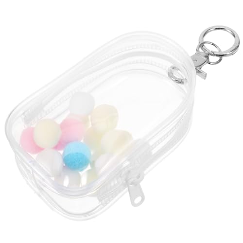 FUNNETOYU Puppenausflugstasche Taschen Griffe Puppe-babytrage Puppe Schlüsselanhänger Mini-transparentbeutel Mit Pompom-Kugeln Mini-Kosmetiktasche Kette Miniatur Mini-displaytasche Knopf PVC von FUNNETOYU